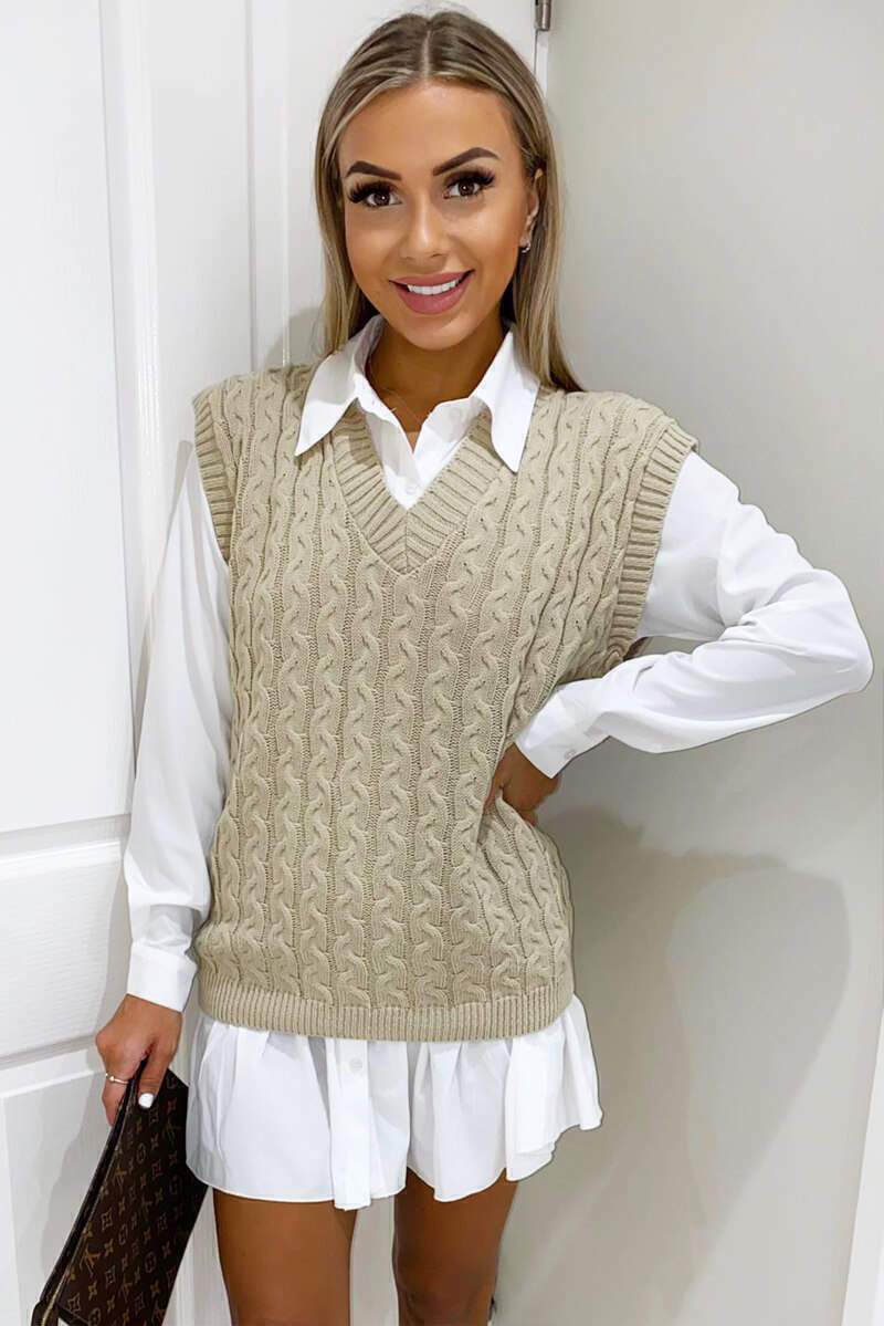 Aayla Two Piece Shirt & Knit Vest Sweater - Image 2