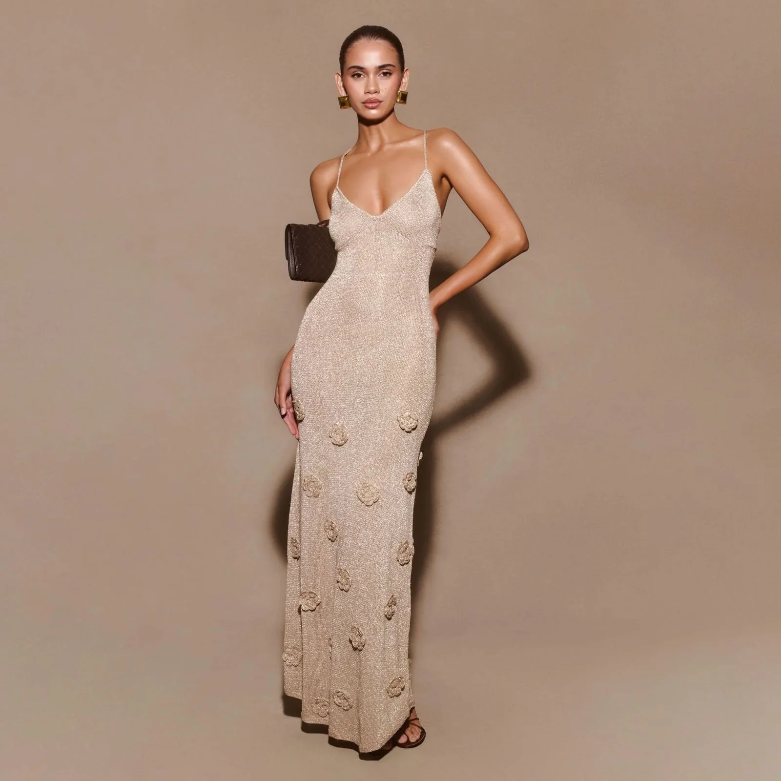 Adeloi Luxe Premium Maxi Dress In Sliver