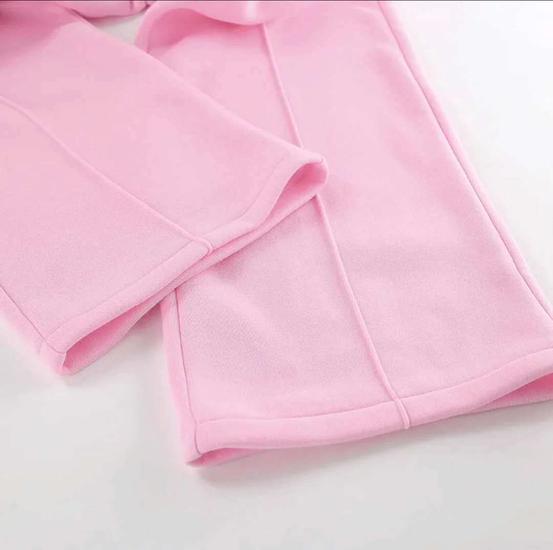 Adler Statement Fleece Lined Coord Set In Pink - Image 3