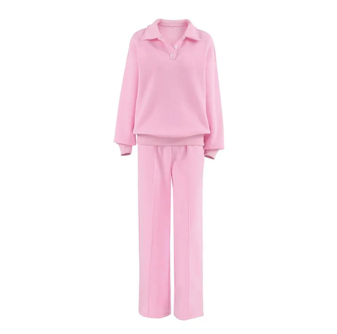 Adler Statement Fleece Lined Coord Set In Pink - Image 4