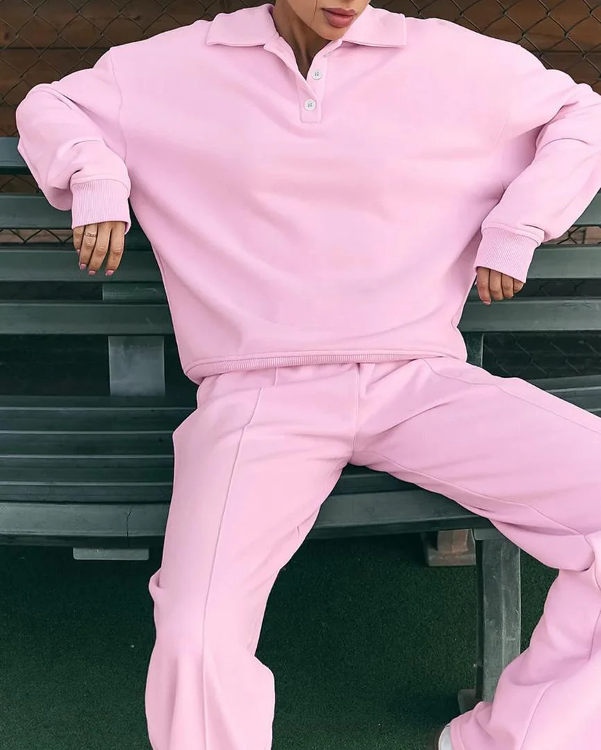 Adler Statement Fleece Lined Coord Set In Pink - Image 5
