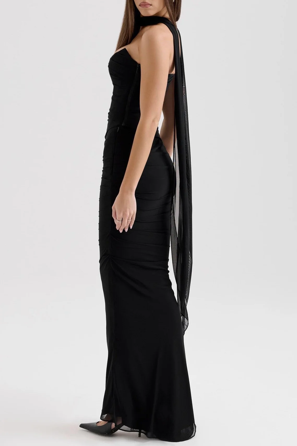 Alara Summer Set of Top And Skirt With Scarf In Black - Image 5