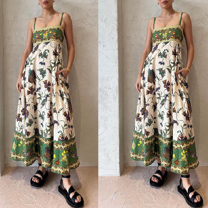 Alaric Printed Holiday Dress In Green - Image 7