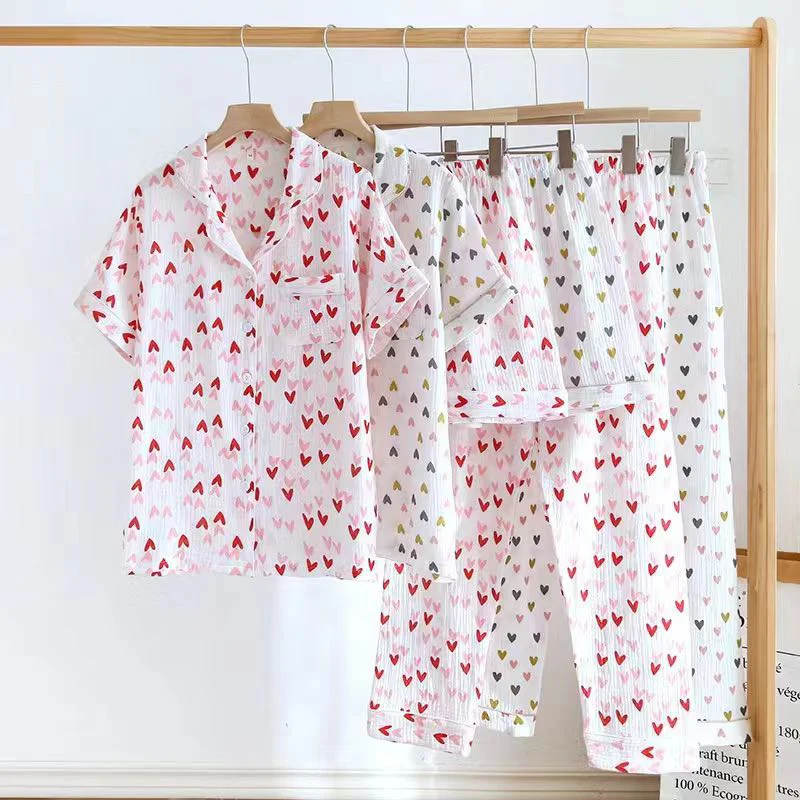 Alba Heart Cotton Nightsuit Set Of 3 In Red - Image 3