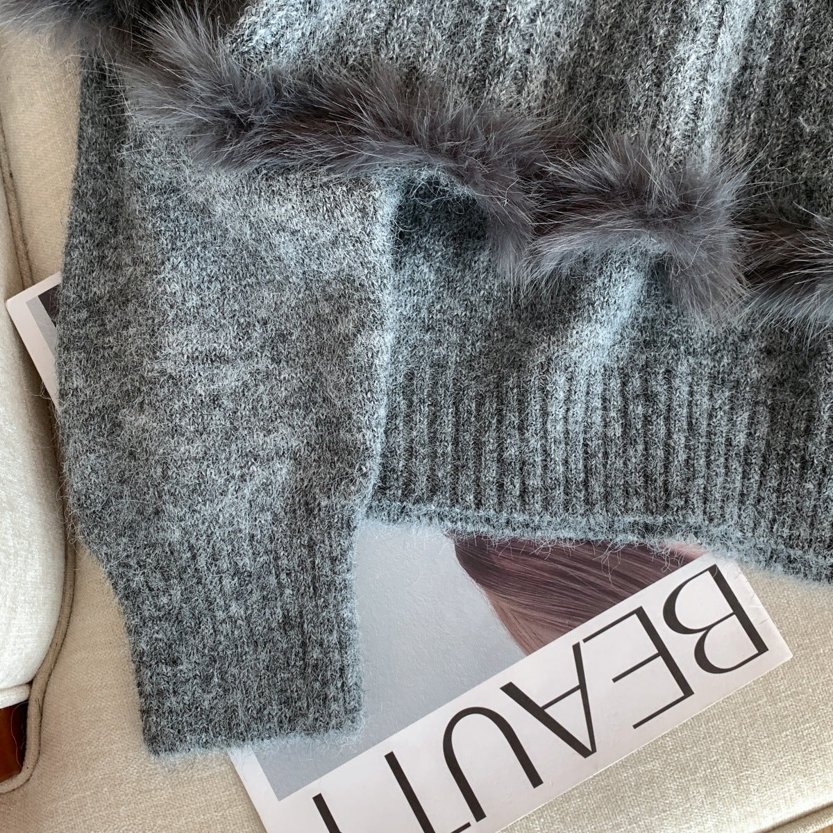 Alina Fur Sweater With Cape - Image 10