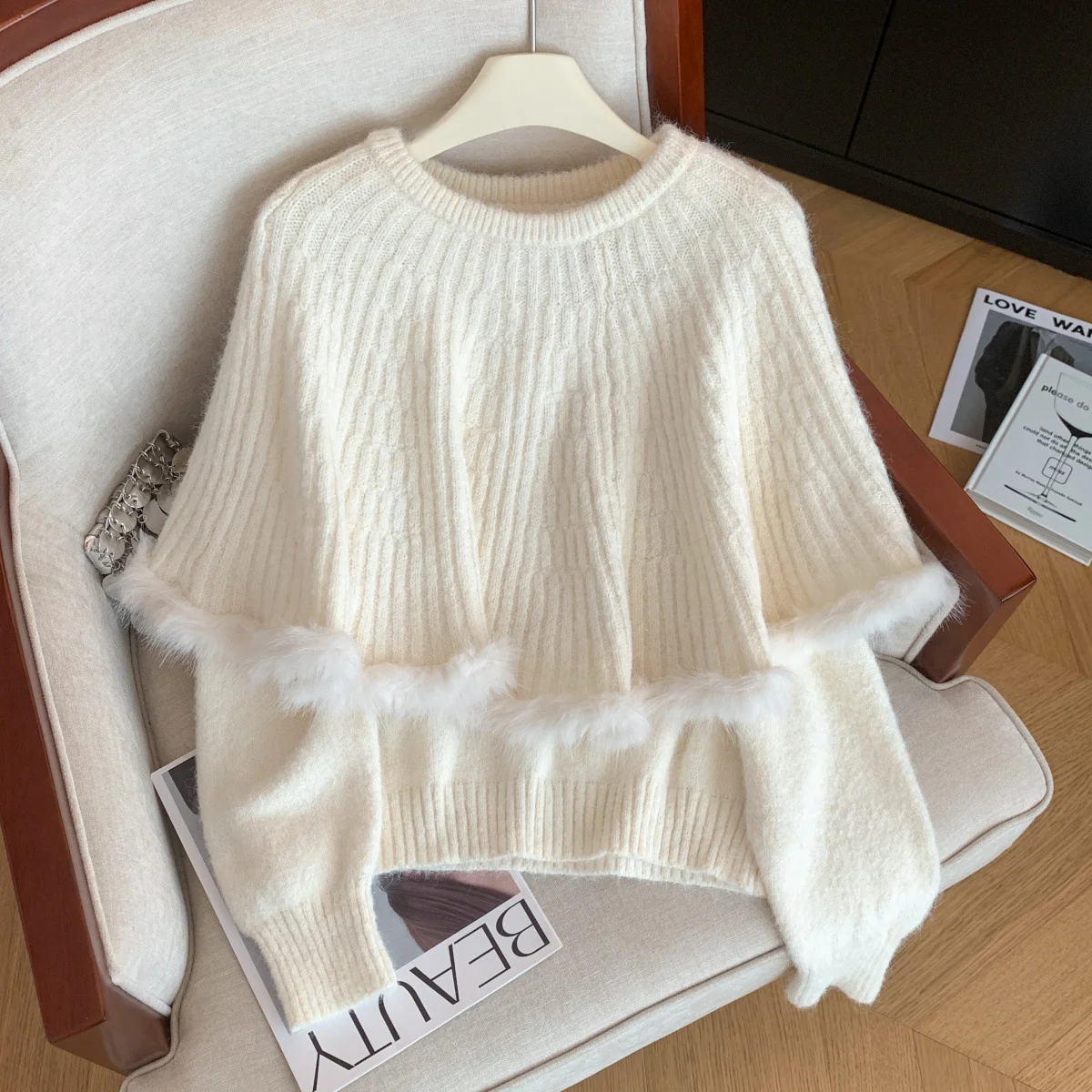Alina Fur Sweater With Cape - Image 2