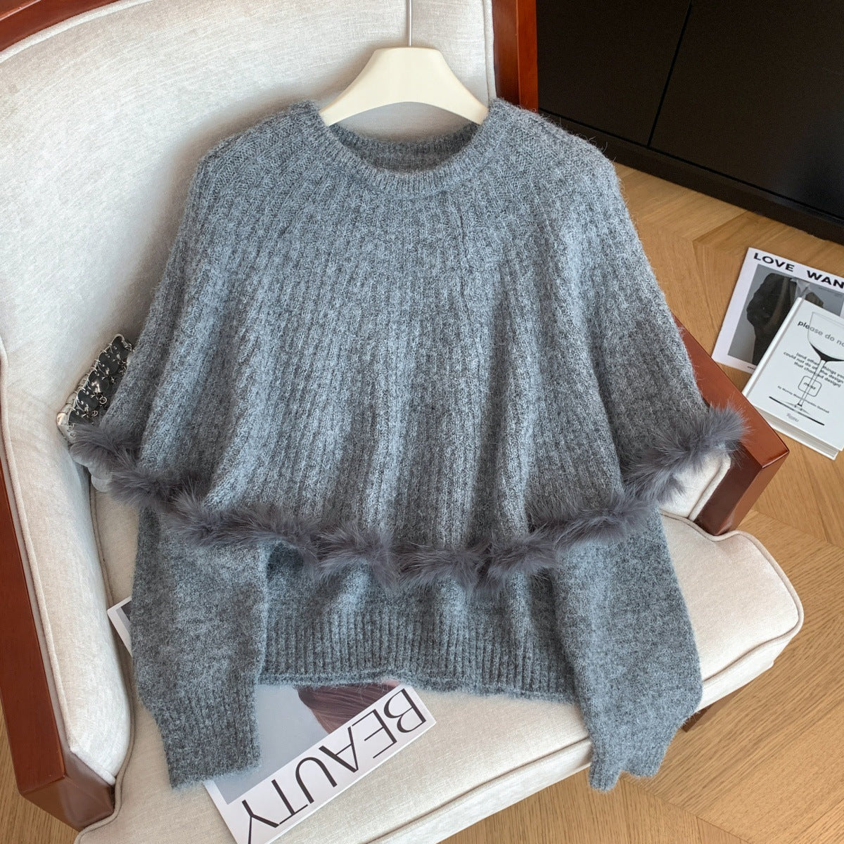 Alina Fur Sweater With Cape - Image 3