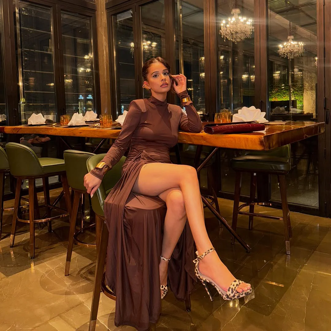 Alina Statement  Slit Cut Maxi Dress In Brown - Image 7