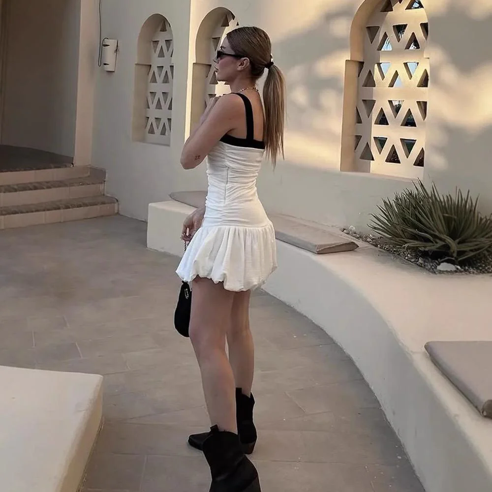 Alisa Statement Balloon Dress In White - Image 3
