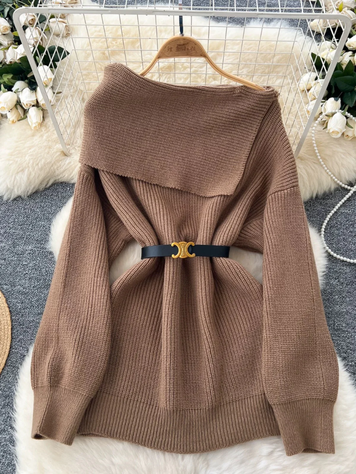 Amira Woolen Sweater with Belt - Image 3