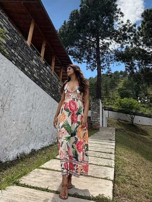 Anemone Floral Summer Holiday Dress In Multicolor - Image 4