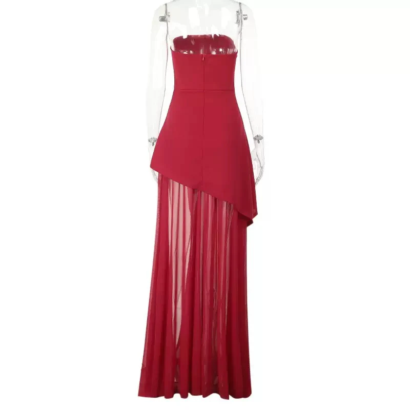 Annora Off-Shoulder Maxi Dress With Scarf In Maroon - Image 10