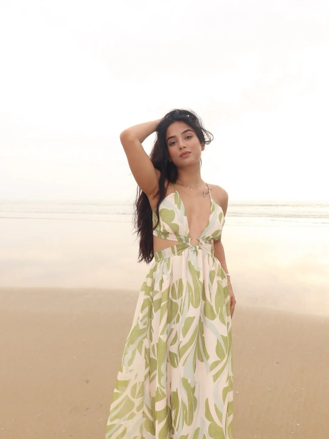 Arabella Floral Summer Maxi Dress In Olive - Image 2