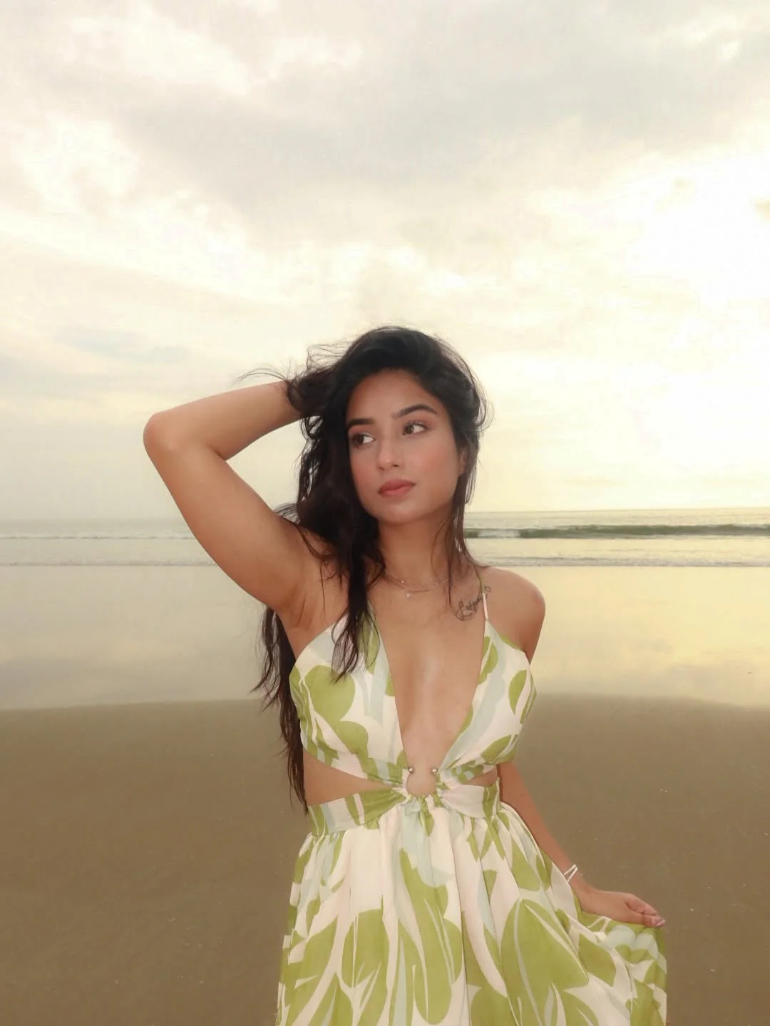 Arabella Floral Summer Maxi Dress In Olive - Image 3