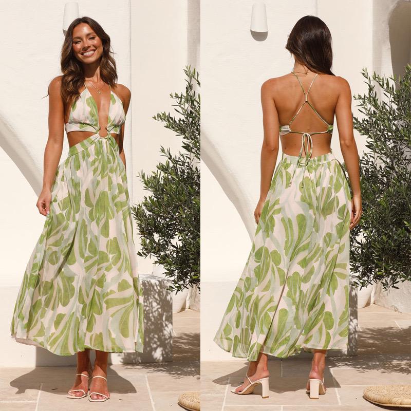 Arabella Floral Summer Maxi Dress In Olive - Image 6