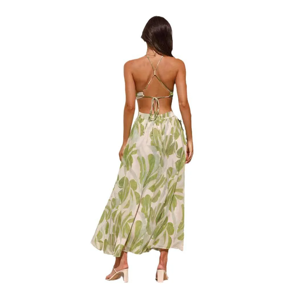 Arabella Floral Summer Maxi Dress In Olive - Image 7