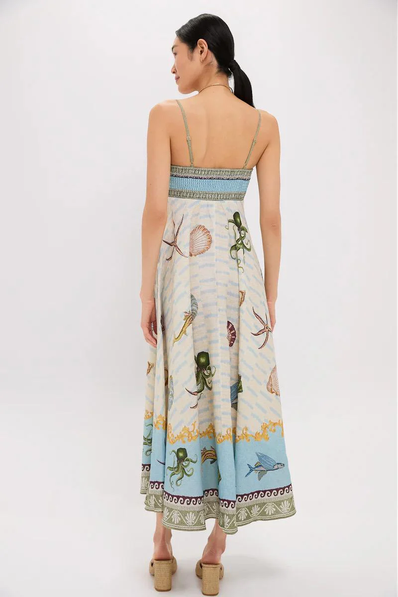 Aralia Printed Summer Dress In Off-White - Image 3