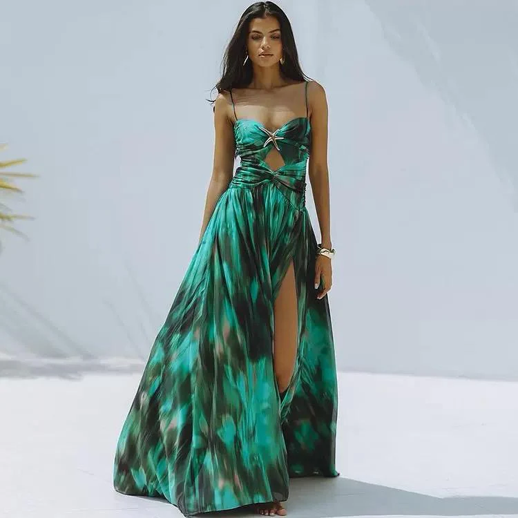 Aspen Swimsuit With Sarong Skirt In Dark Green - Image 7