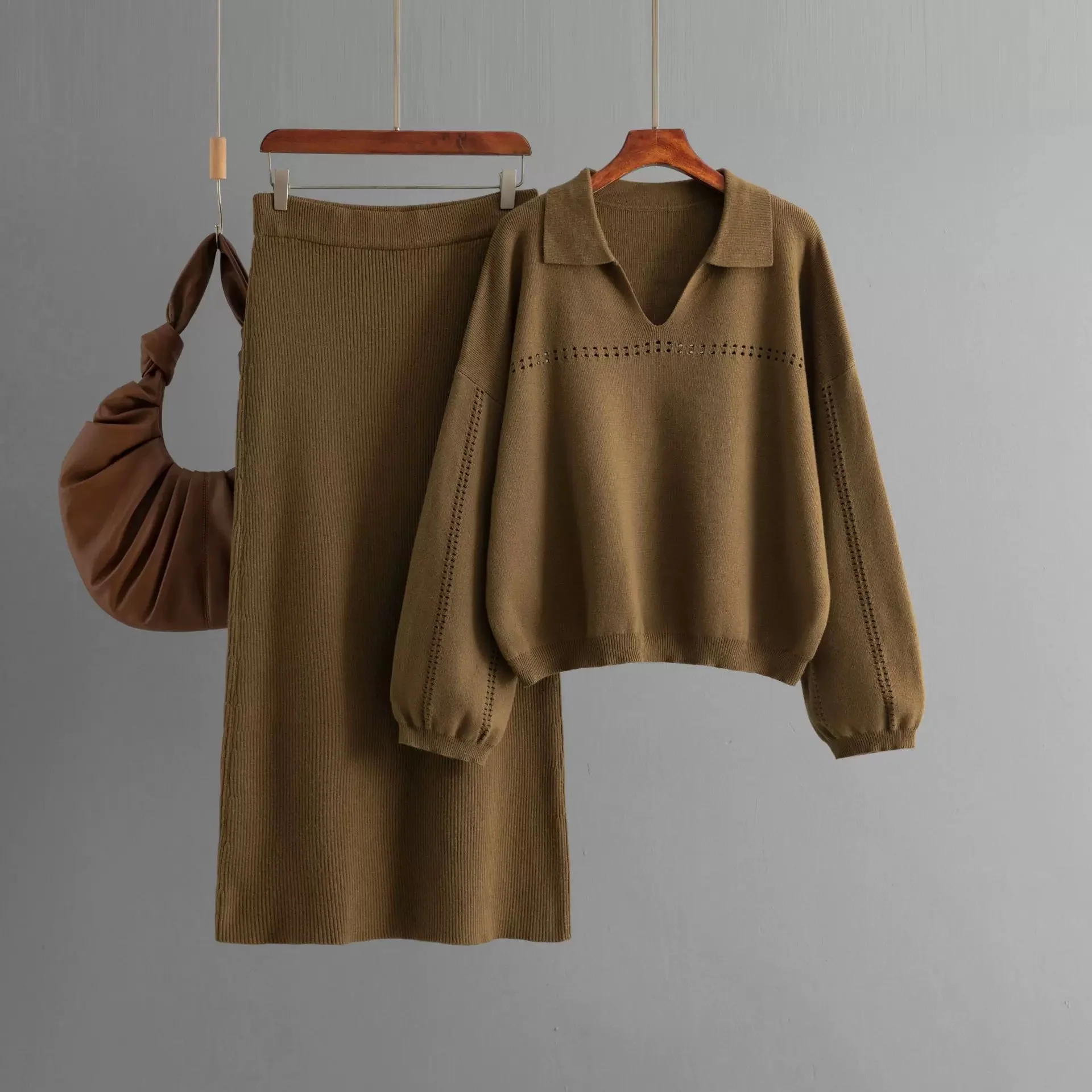 Aster Premium Woolen Coord Set - Sweater with Skirt - Image 3