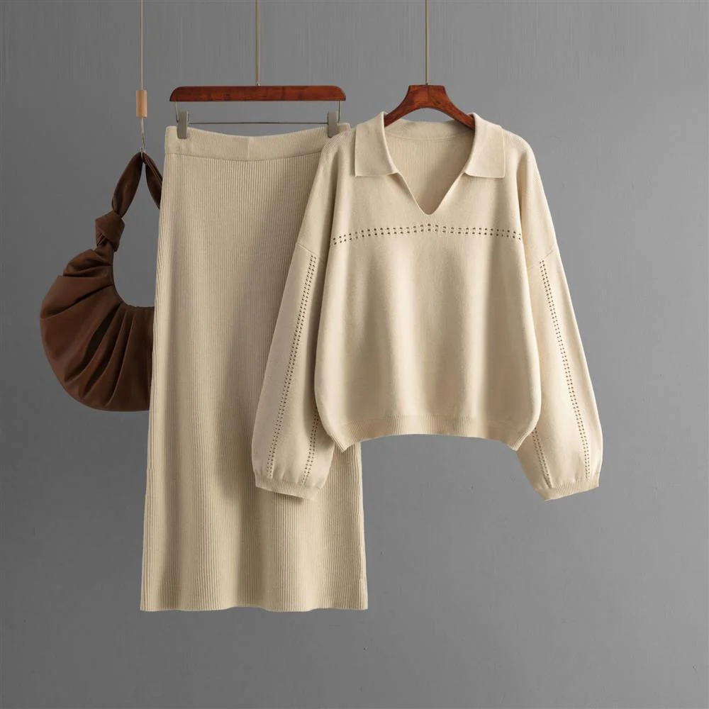 Aster Premium Woolen Coord Set - Sweater with Skirt - Image 5