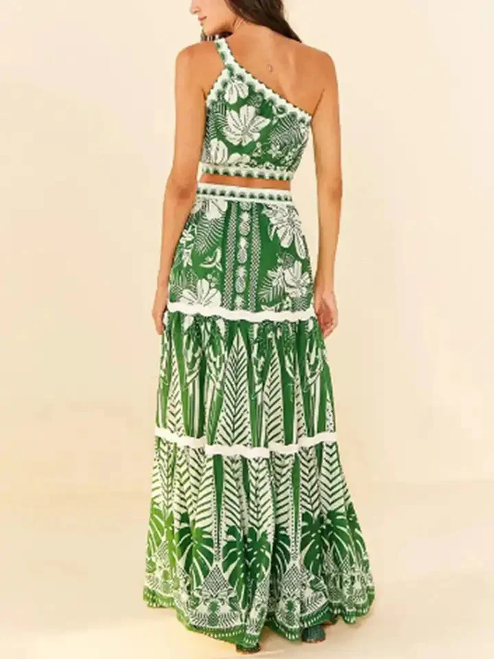 Athens Summer Bikini Set with Skirt - Resortwear In Green - Image 2