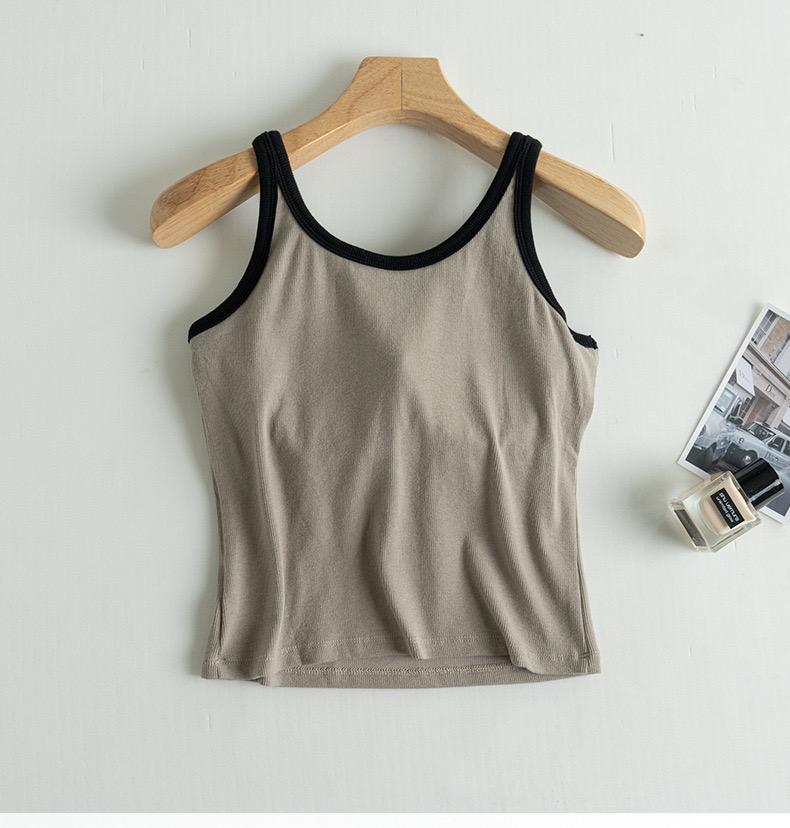 Bagatelle Tank Tops with Inbuilt Bra In Beige - Image 3