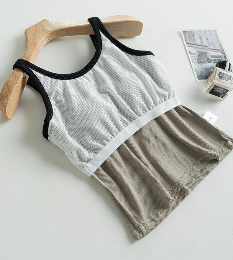 Bagatelle Tank Tops with Inbuilt Bra In Beige - Image 4