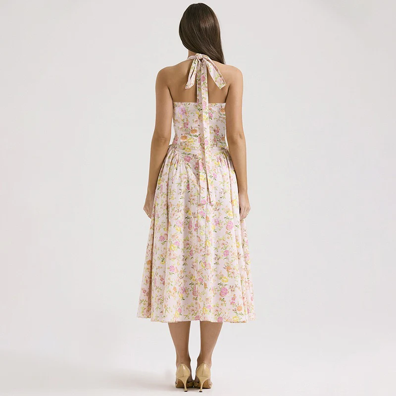 Begonia Floral Midi Dress In Peach - Image 6