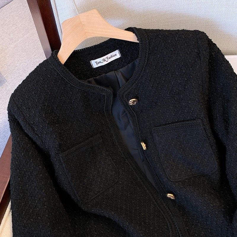 Betty Statement Tweed Jacket in Navy Blue - Image 2
