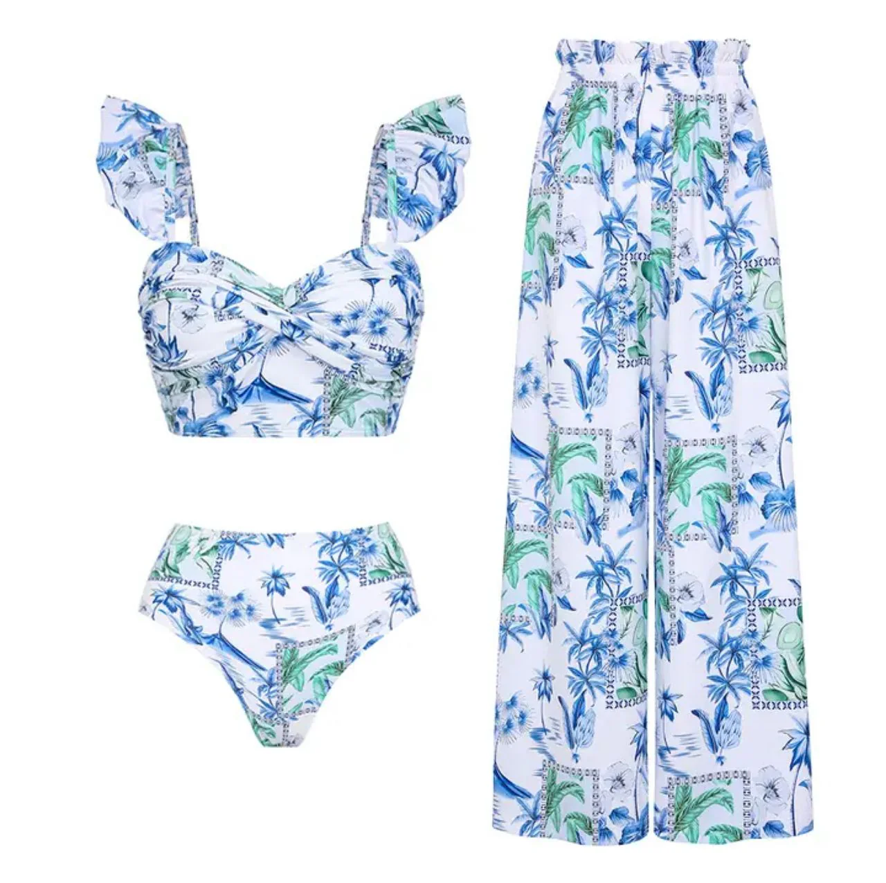 Bianca Swimwear Bikini With Pants Cover Up In Blue - Image 7