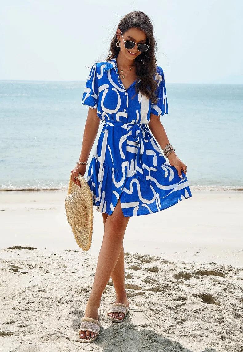 Bitsy Breezy Summer Dress in Blue - Image 3