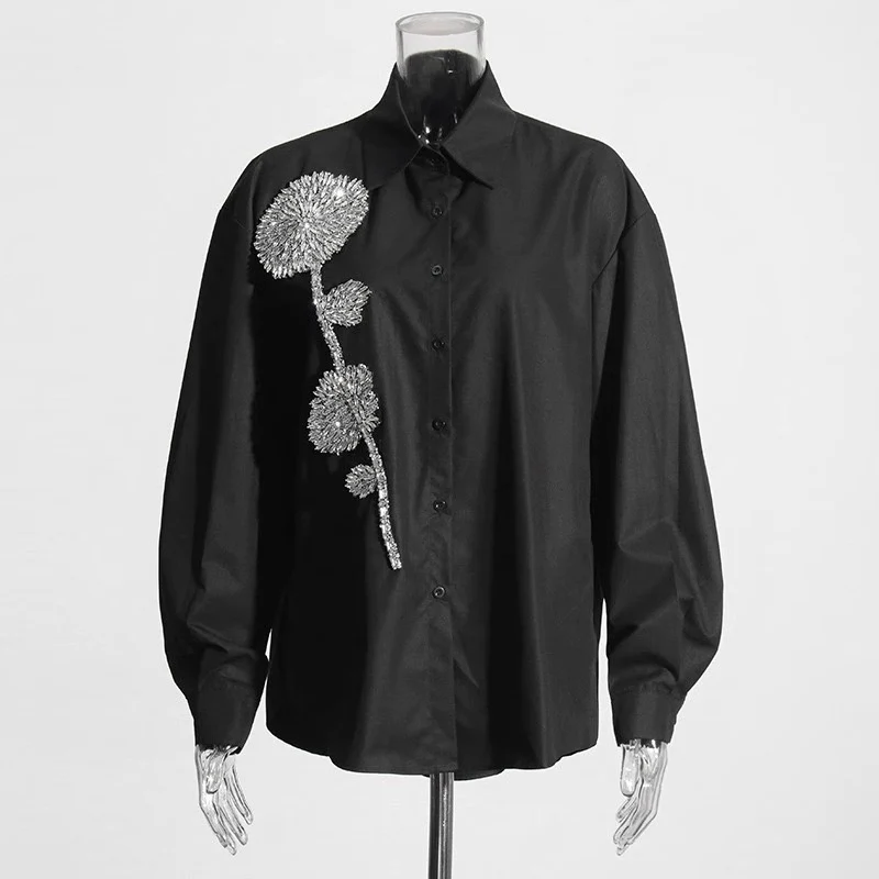 Bjorn Embellished Oversized Shirt In Black - Image 3