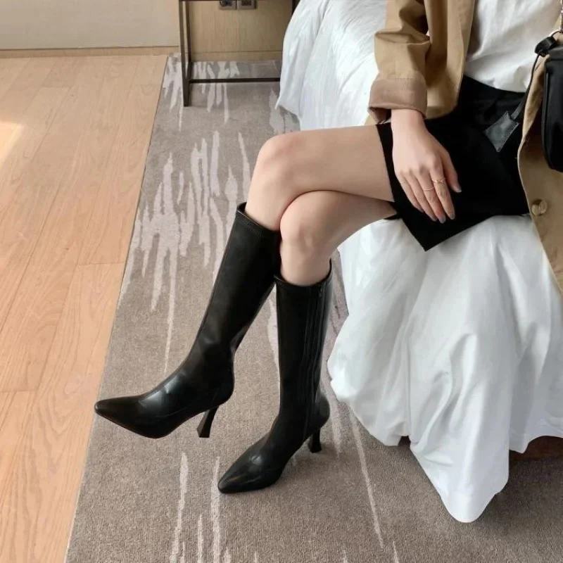 Blythe Pointed Leather Boots - Image 5