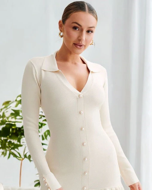 Bronte Luxe Winter Mini Dress In White - Image 4