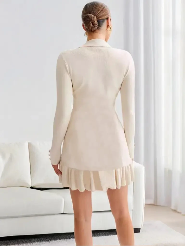 Bronte Luxe Winter Mini Dress In White - Image 5