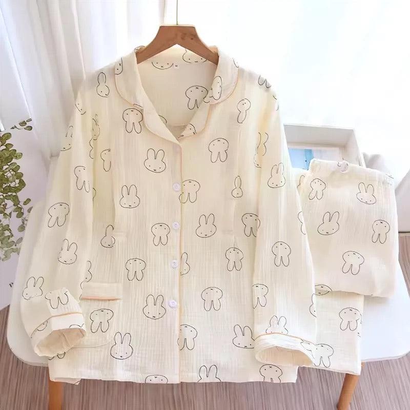 Bunny Cotton Crepe Nightsuits In Beige - Image 2