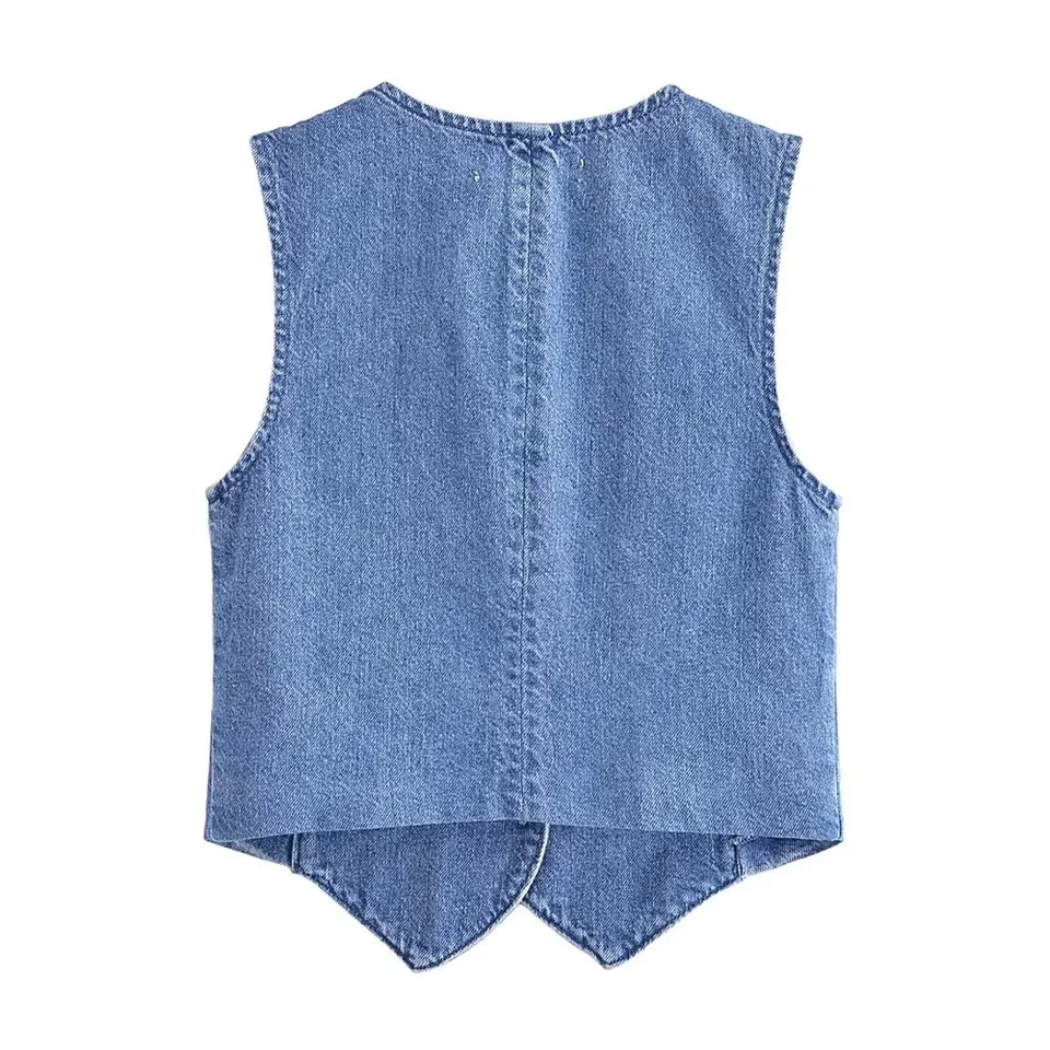 Cairo Denim Statement Vest Tops - Image 2