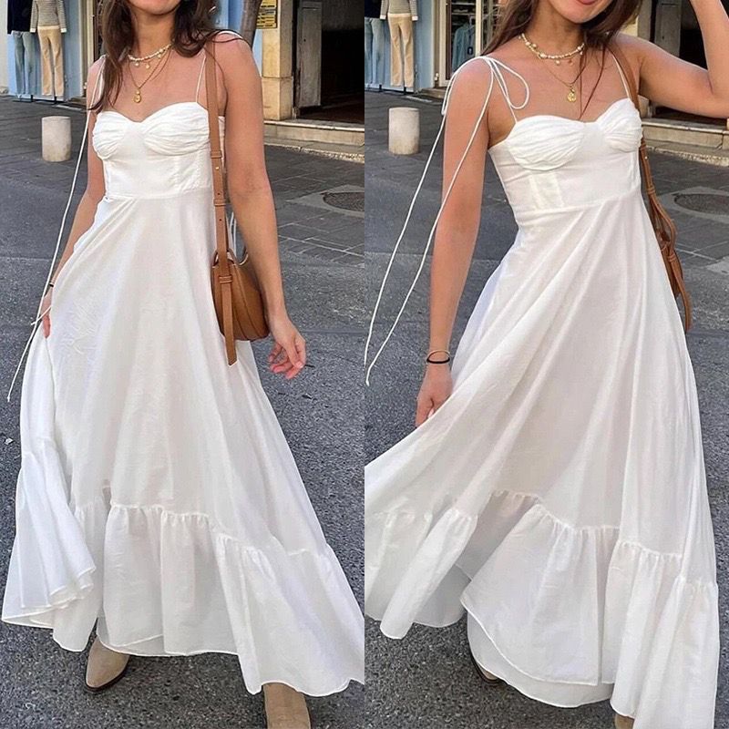 Camellia Summer Holiday Maxi Dress In White - Image 7