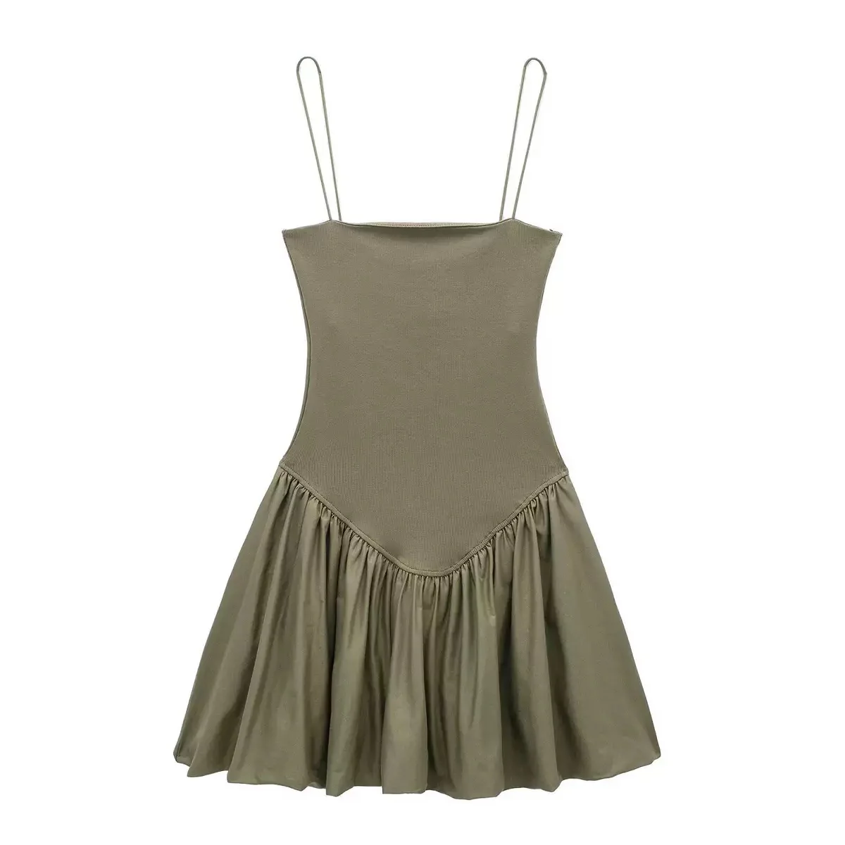 Camille Statement Balloon Dress In Olive - Image 5
