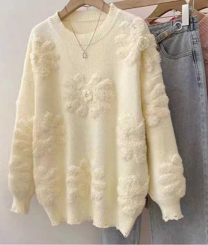 Canna Floral Pearl Woolen Sweater - Image 3