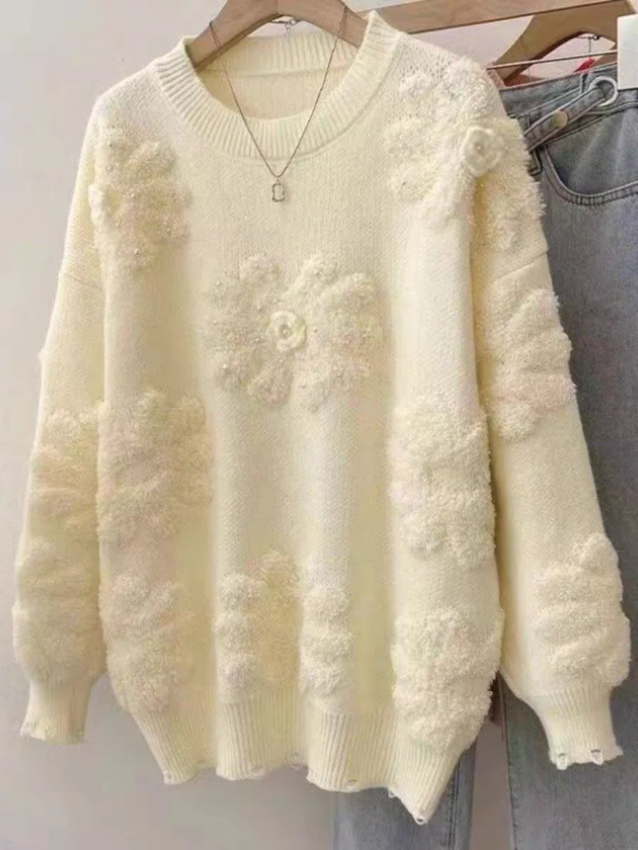 Canna Floral Pearl Woolen Sweater - Image 9