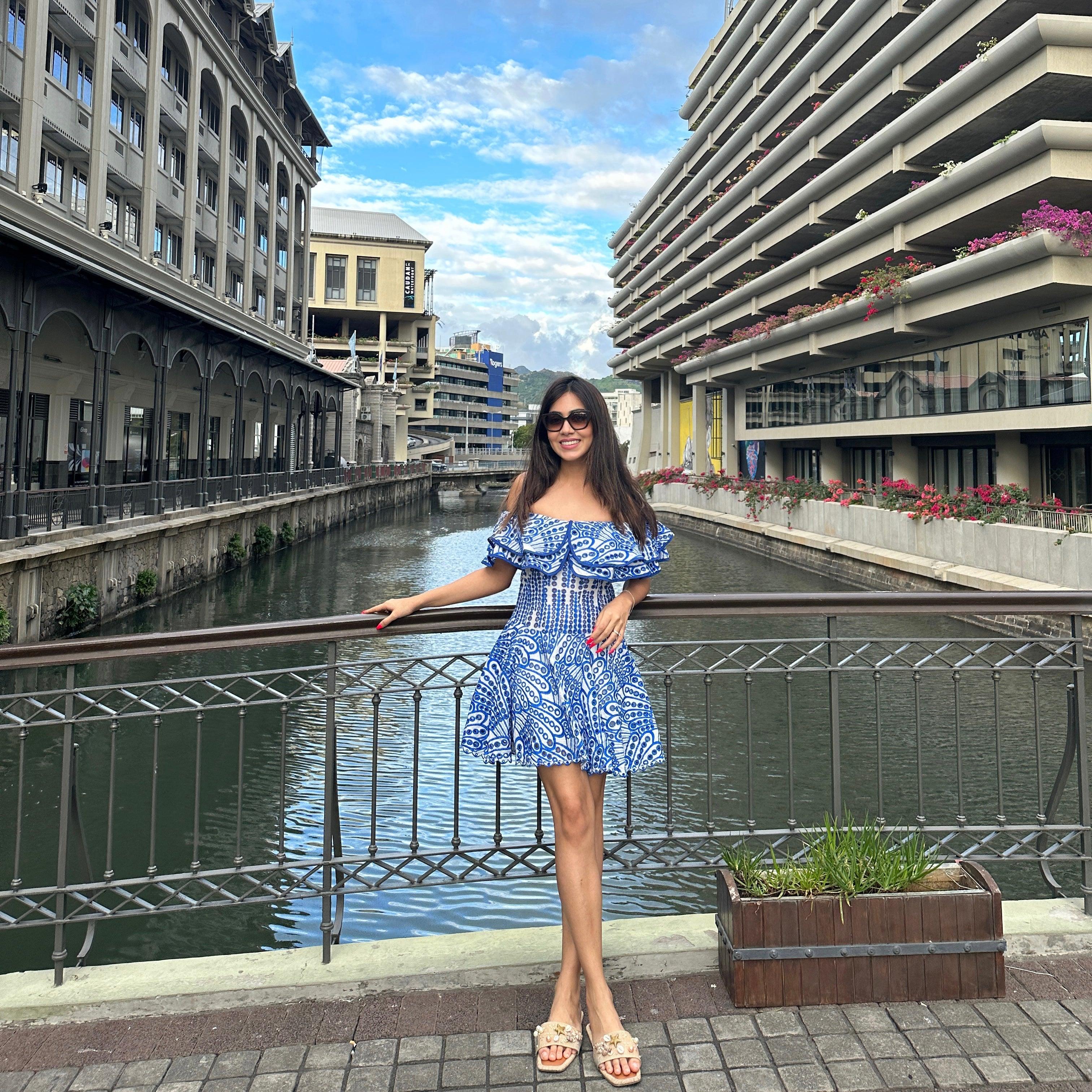 Capri Luxe Summer Dress in Blue - Image 3