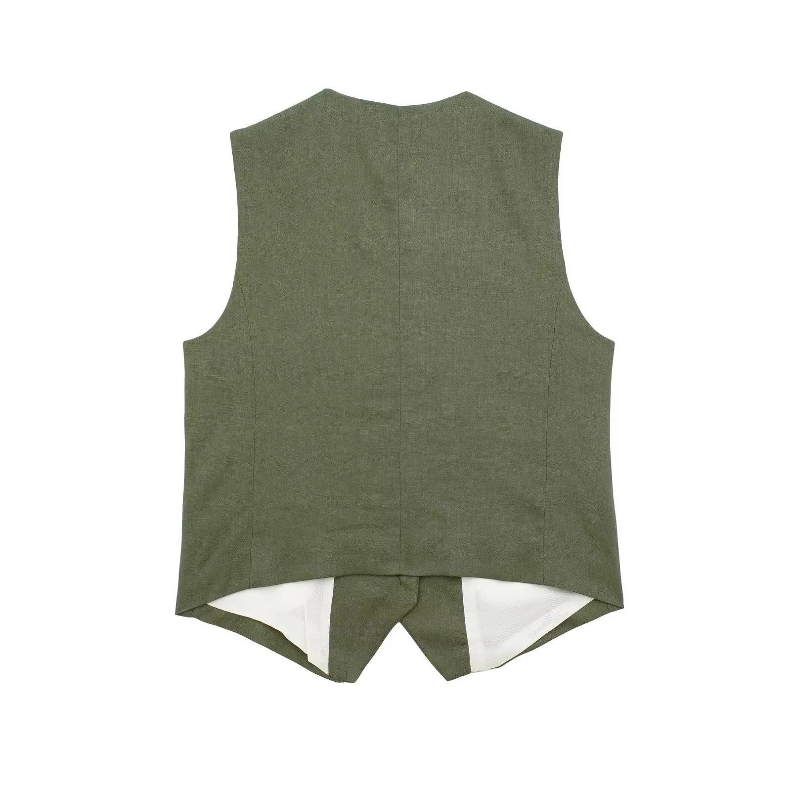 Carter Linen Coord Set in Olive - Image 3