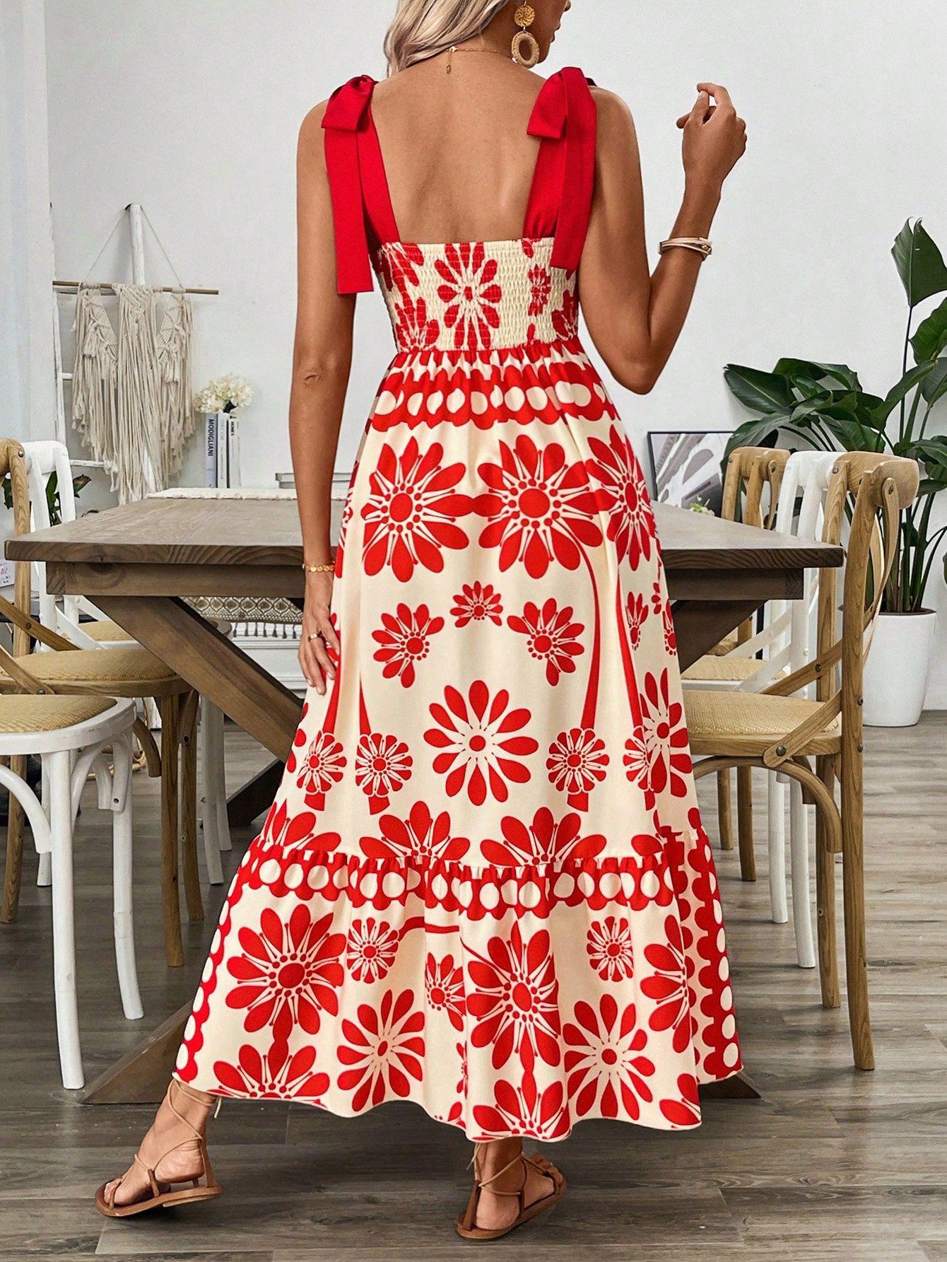 Catherine Floral Holiday Dress In Orange - Image 3