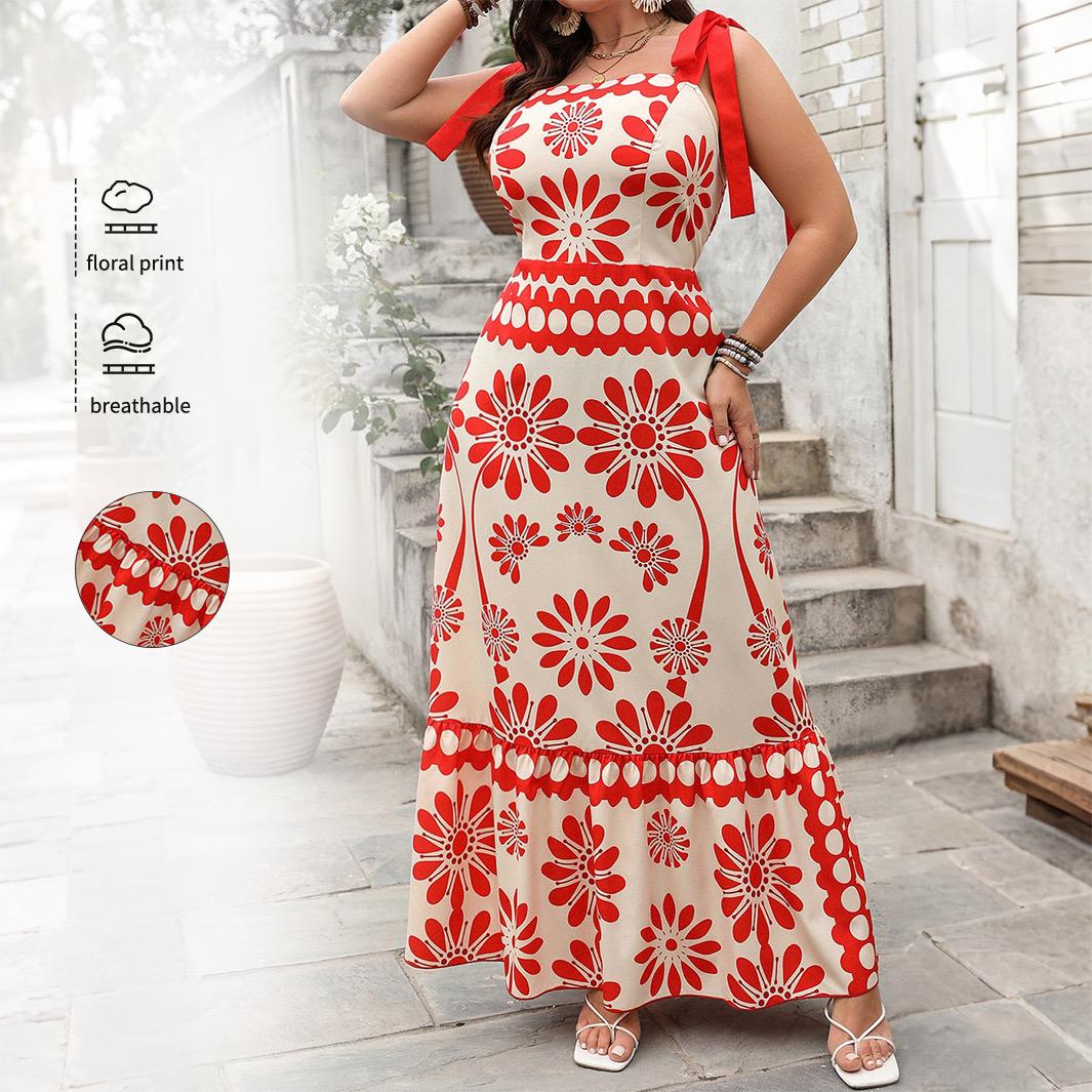 Catherine Floral Holiday Dress In Orange - Image 4