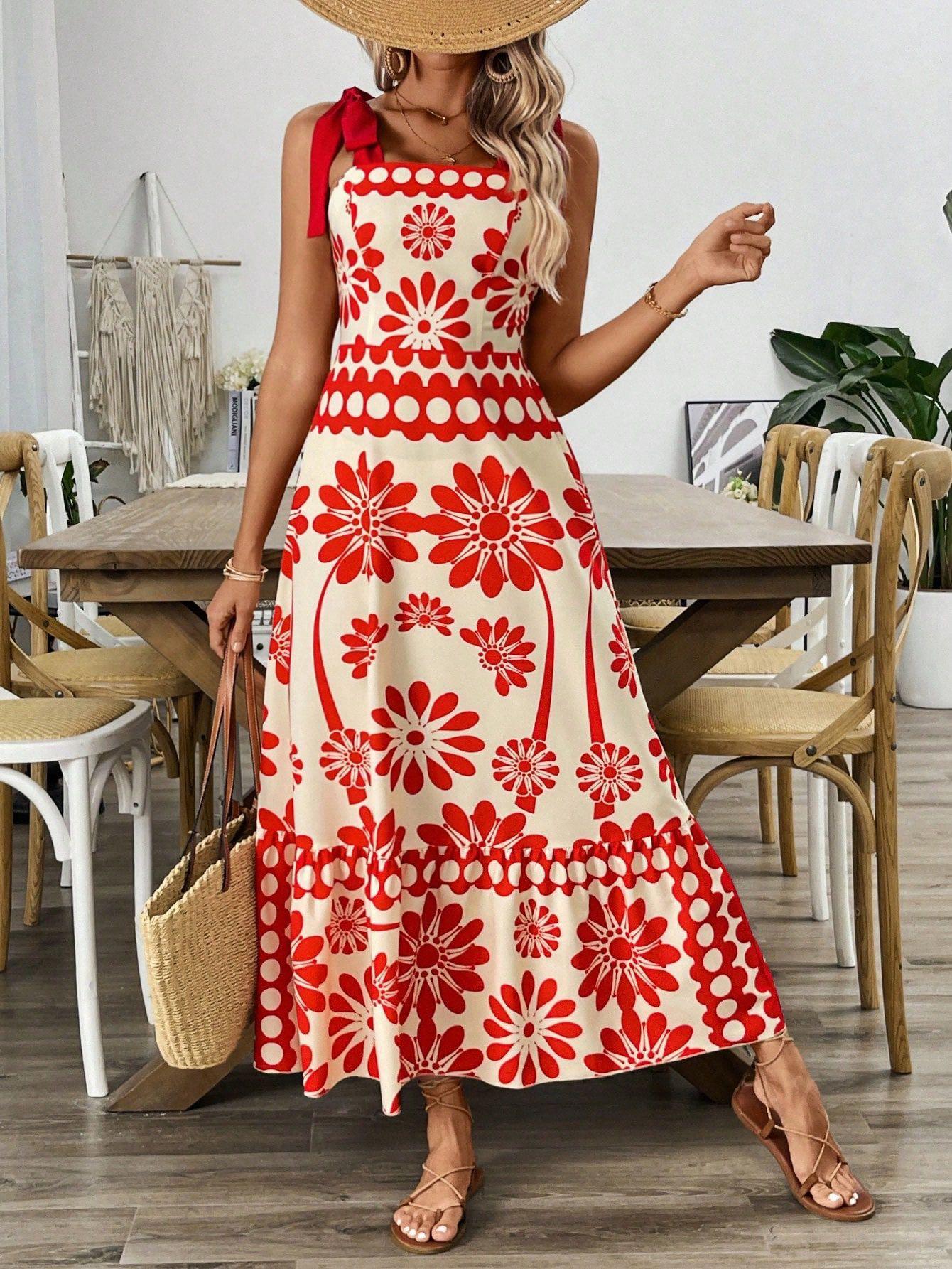 Catherine Floral Holiday Dress In Orange - Image 5
