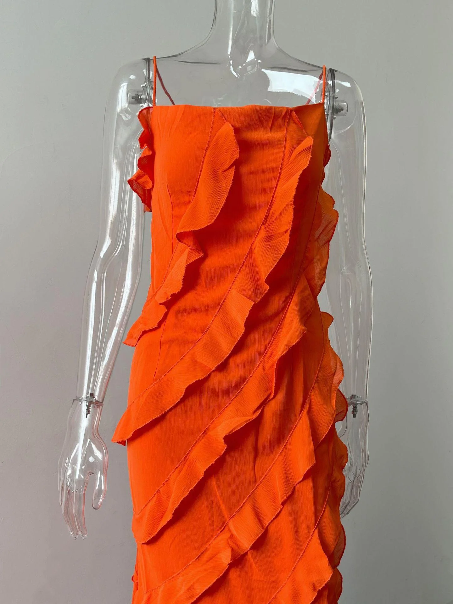 Caynne Ruffled Maxi Dress In Orange - Image 4