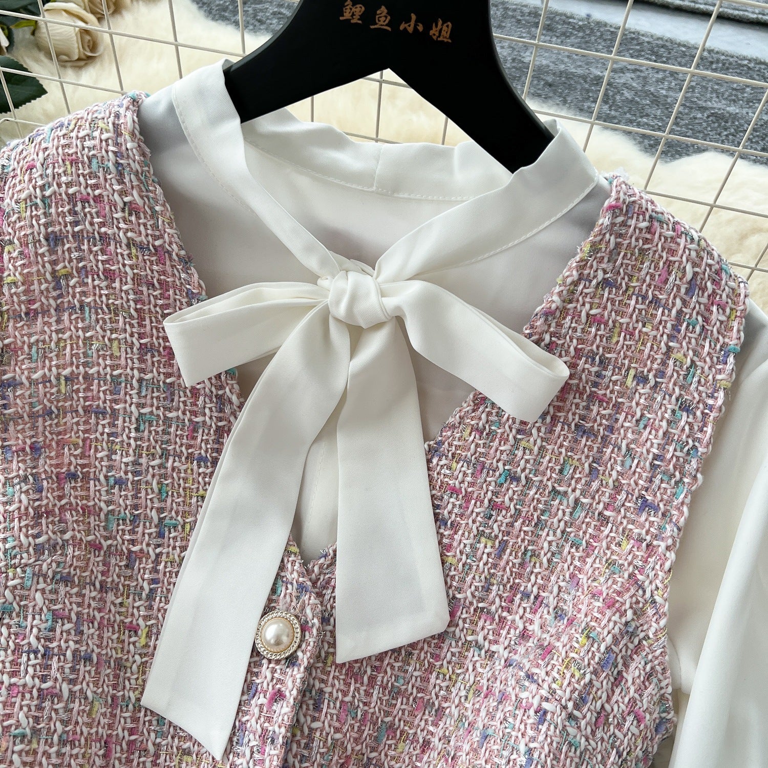 Celes Mini Tweed Dress With Shirt - Image 6