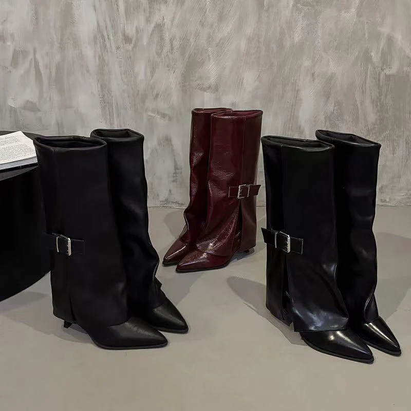 Chloe Mid Calf Pointed Boots - Image 11