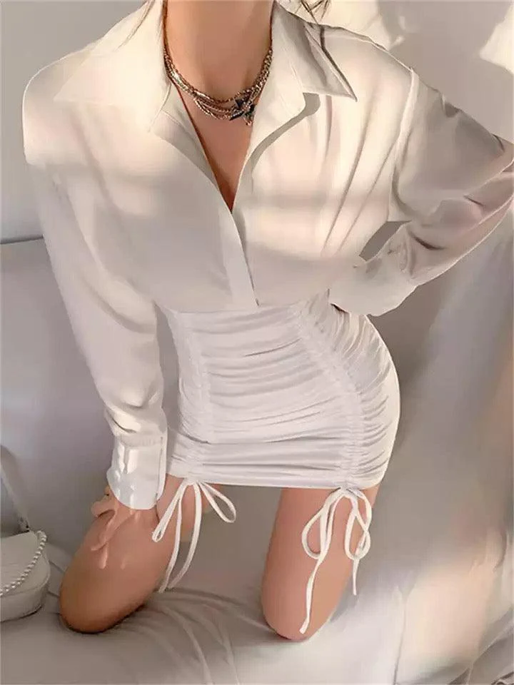 Chloe Statement Dress In White - Image 6